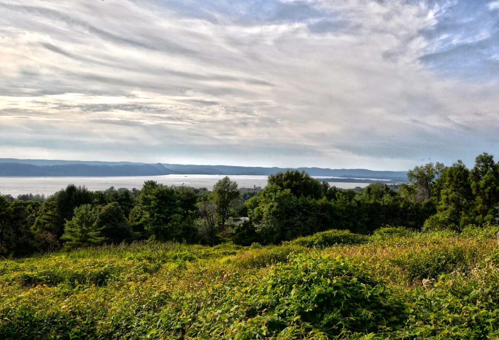 Wooded hills and the Hudson River seen from Ridgecrest in Briarcliff Manor, Westchester County